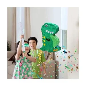 Paquete de piñata de dinosaurio con una venda y_6