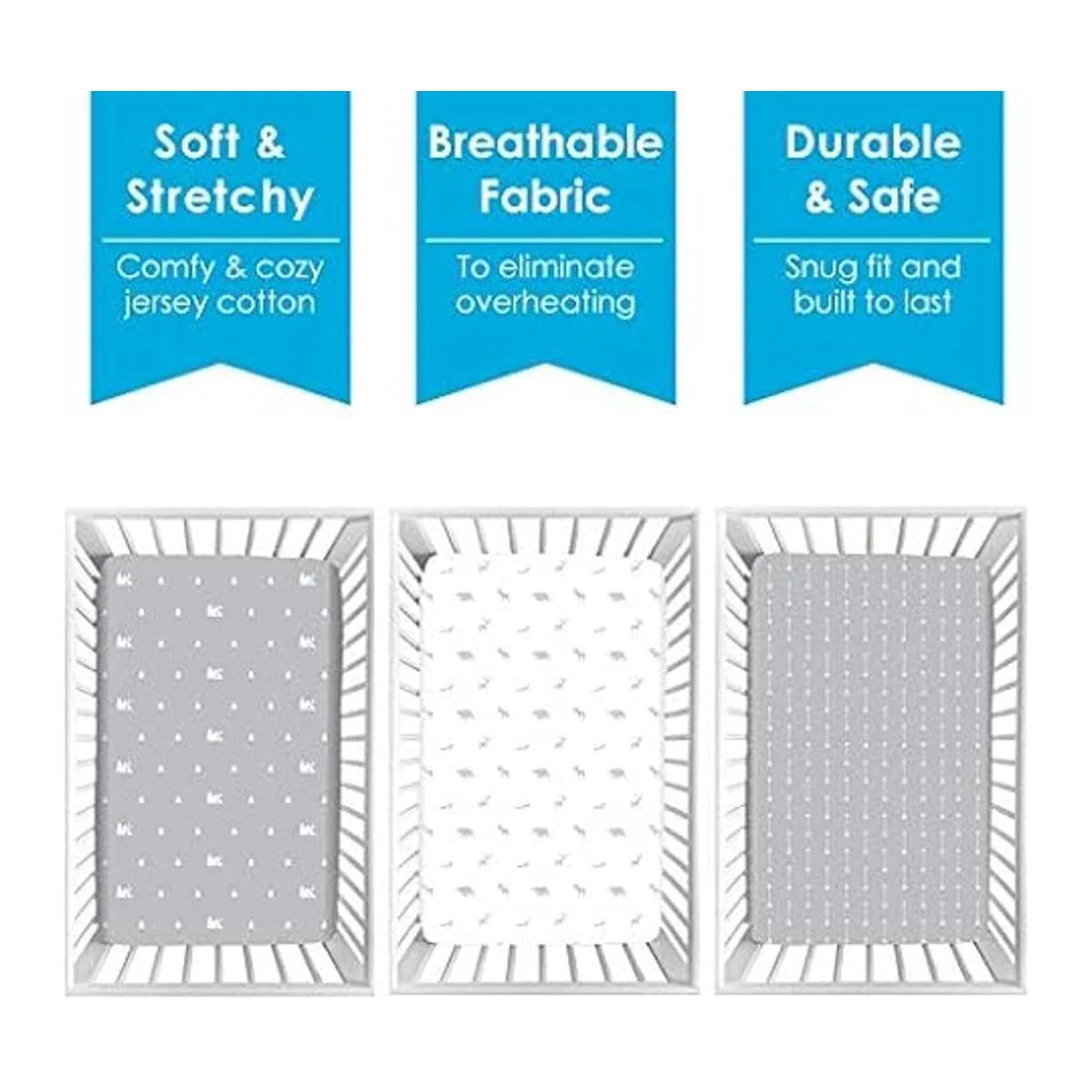 GROW WILD Pack n Play Sábanas Paquete de 3 mini sábanas