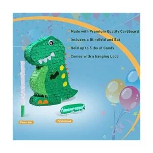Paquete de piñata de dinosaurio con una venda y_5
