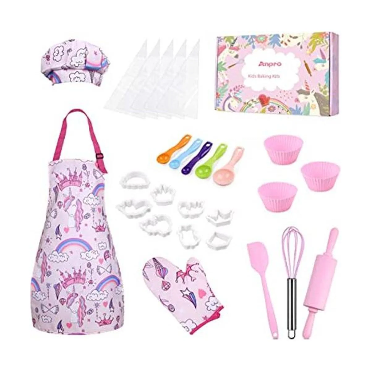 Anpro Juego completo de cocina y horneado para niños 27_1