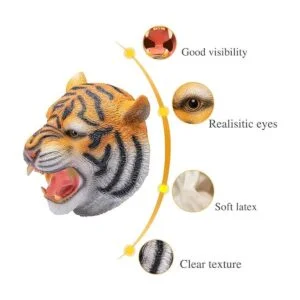 AQKILO Máscara de tigre de látex de cabeza completa_4