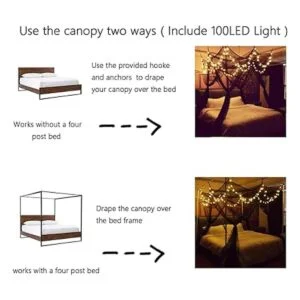 Toldo de cama de 8 esquinas con 100 luces LED de estrella_3