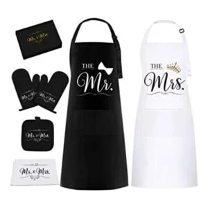 Mr Mrs Juego de regalo de delantales para parejas_1