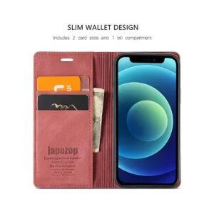 Japezop Funda para iPhone 12 Mini con tarjetero RFID con_2