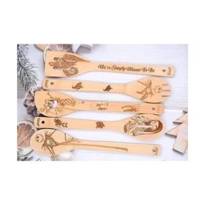 Juego de 5 cucharas de bambú para espátulas y cucharas