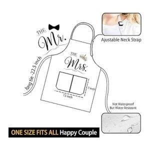 Mr Mrs Juego de regalo de delantales para parejas_4