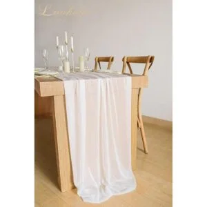 Lookein Camino de mesa de gasa blanca de 10 pies mantel