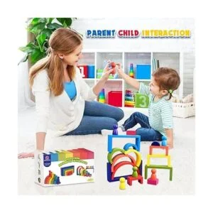 Juguetes de madera de arco iris bloques de construcción_2