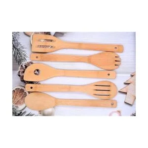 Juego de 5 cucharas de bambú para espátulas y cucharas