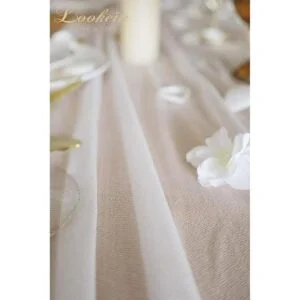 Lookein Camino de mesa de gasa blanca de 10 pies mantel
