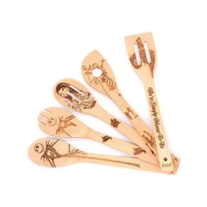 Juego de 5 cucharas de bambú para espátulas y cucharas