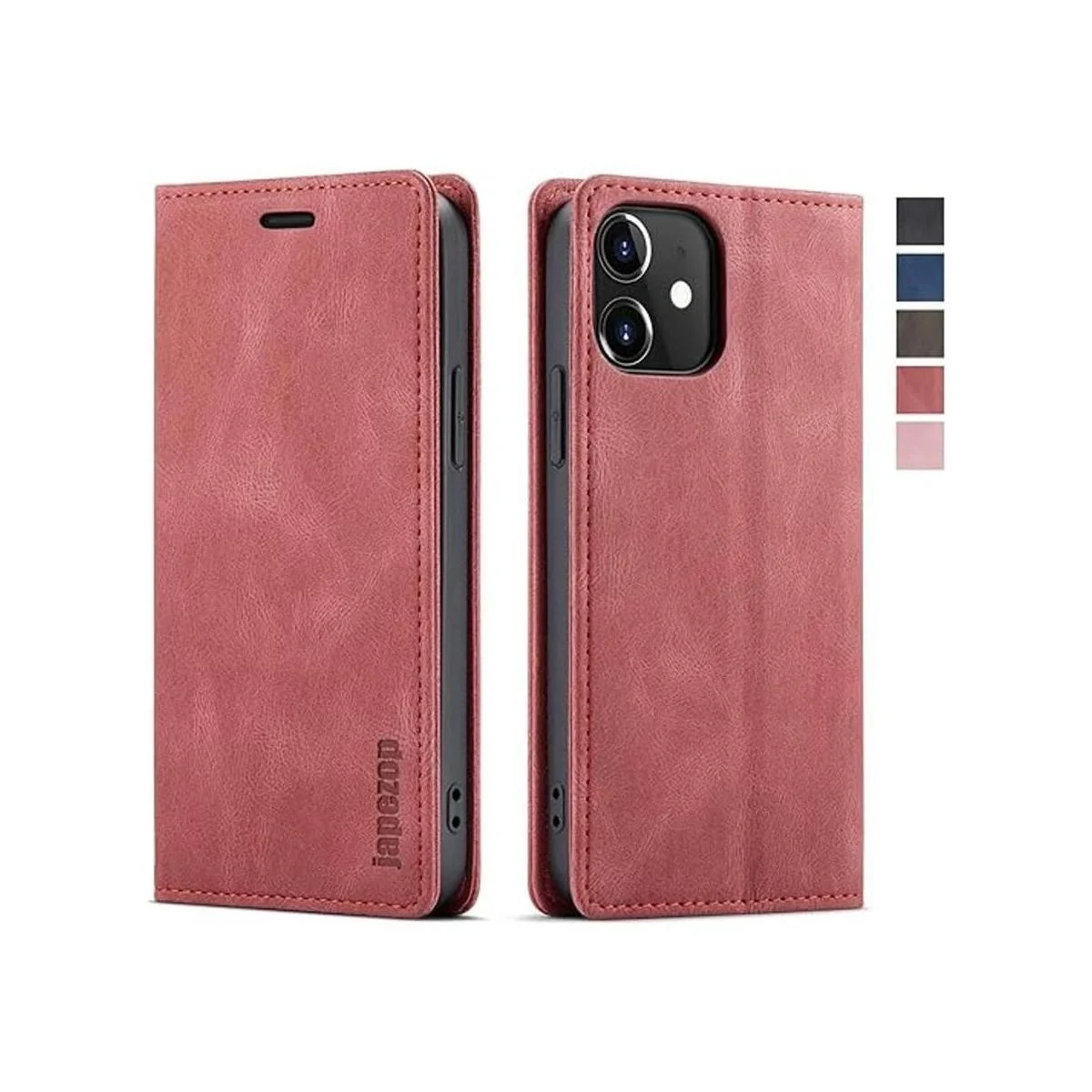 Japezop Funda para iPhone 12 Mini con tarjetero RFID con_1