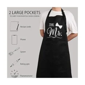 Mr Mrs Juego de regalo de delantales para parejas_3