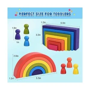 Juguetes de madera de arco iris bloques de construcción_4