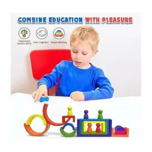 Juguetes de madera de arco iris bloques de construcción_3