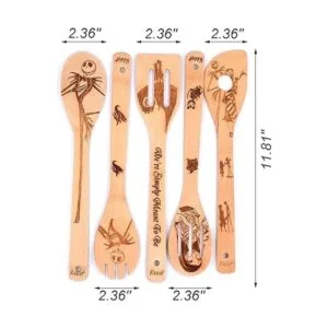 Juego de 5 cucharas de bambú para espátulas y cucharas