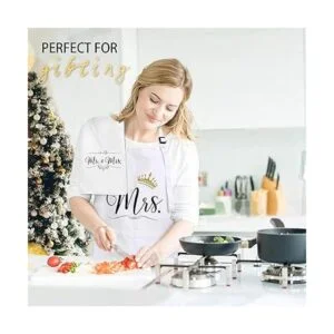 Mr Mrs Juego de regalo de delantales para parejas_2