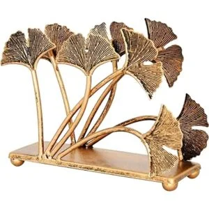 OwlGift Servilletero moderno con diseño de hojas de ginkgo_4