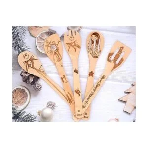 Juego de 5 cucharas de bambú para espátulas y cucharas