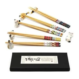 5 pares de palillos y 6 bonitos soportes para palillos de