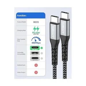 SUNGUY Cable USB C a USB C de 1.5 pies 2 unidades_4