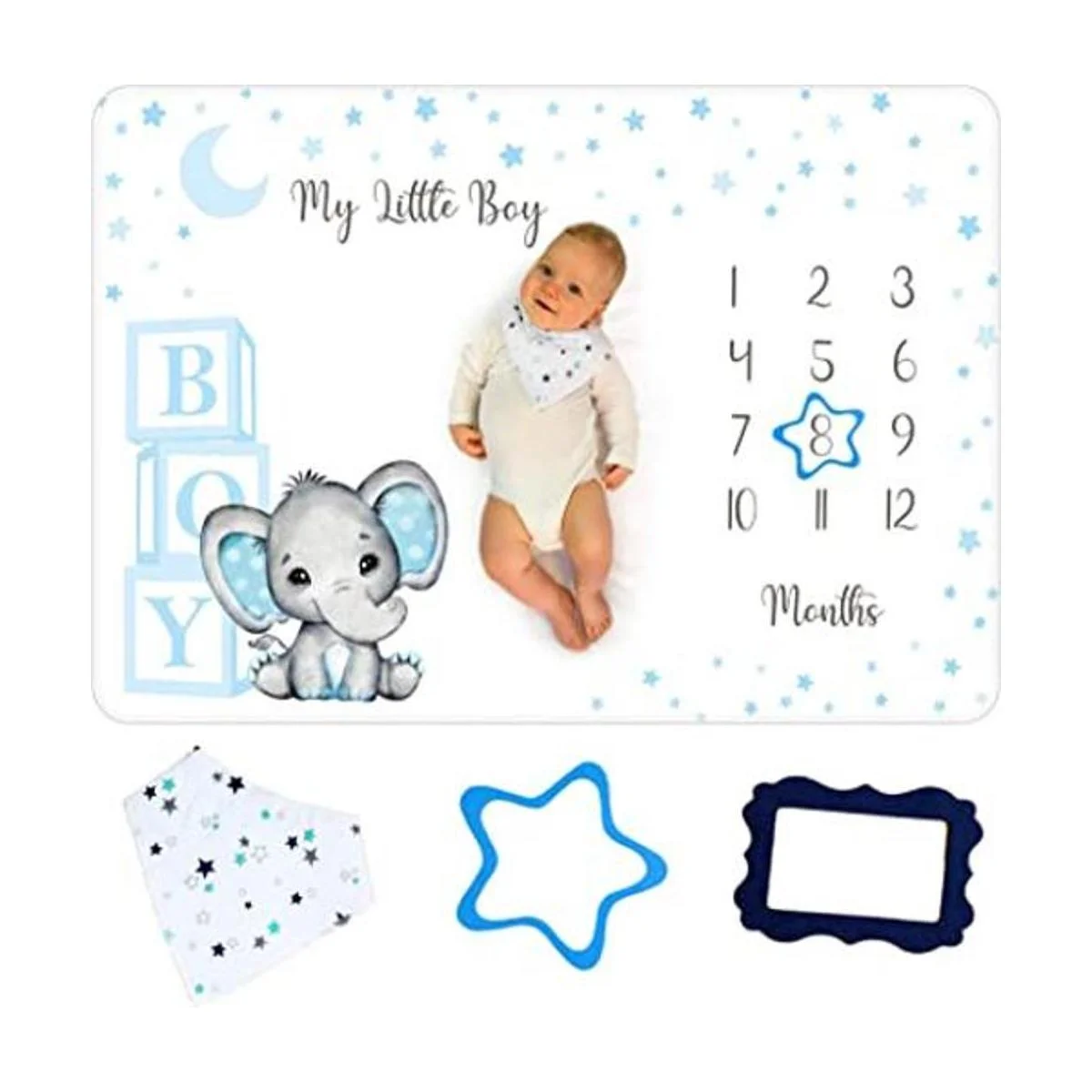 Manta mensual de hito para bebé niño manta de forro polar