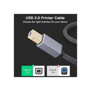 Nanxudyj Cable de impresora USB de 20 pies trenzado USB_4