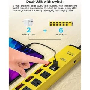 CRST Regleta de alimentación resistente de 6 tomas con_3