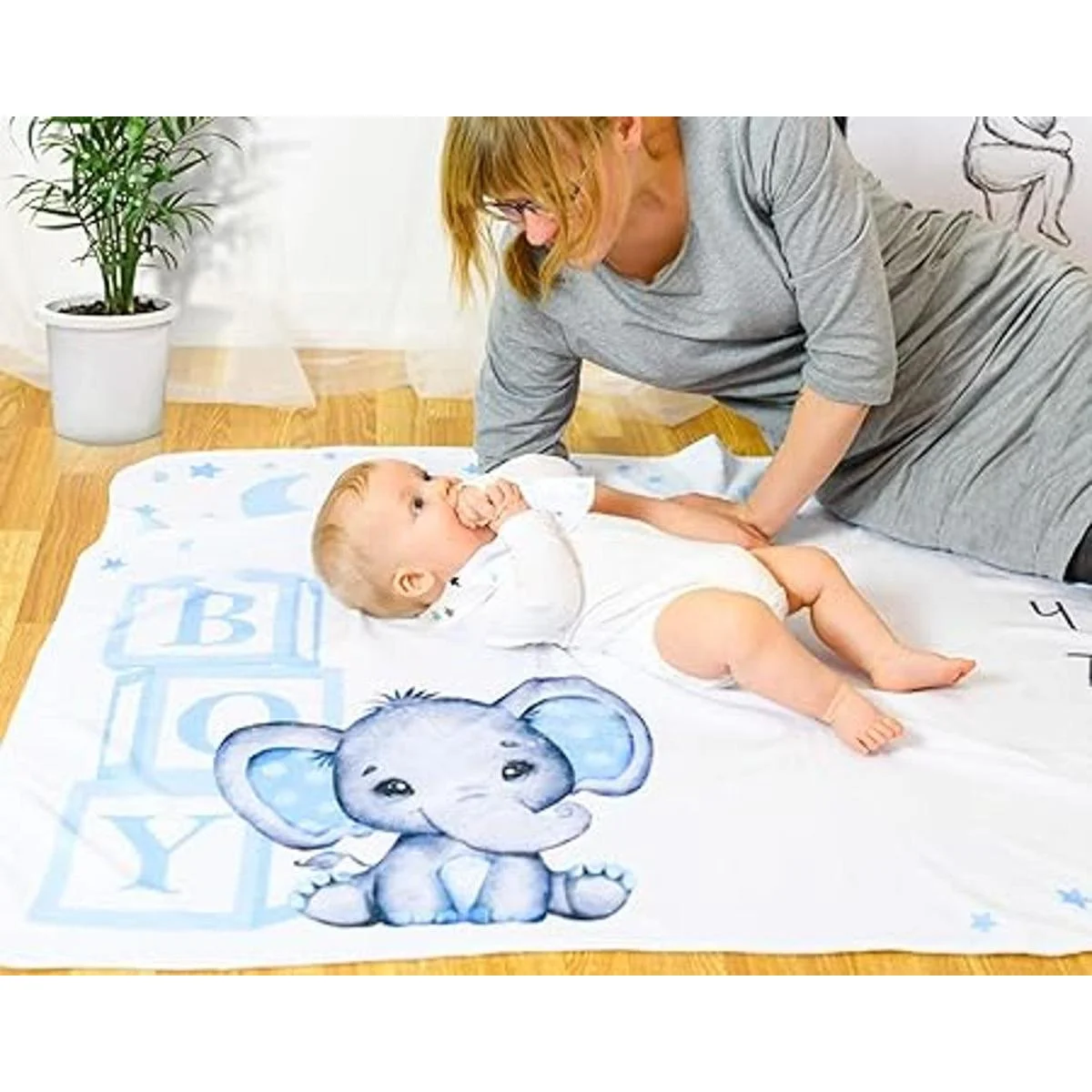 Manta mensual de hito para bebé niño manta de forro polar