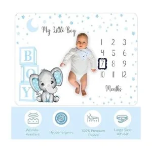 Manta mensual de hito para bebé niño manta de forro polar