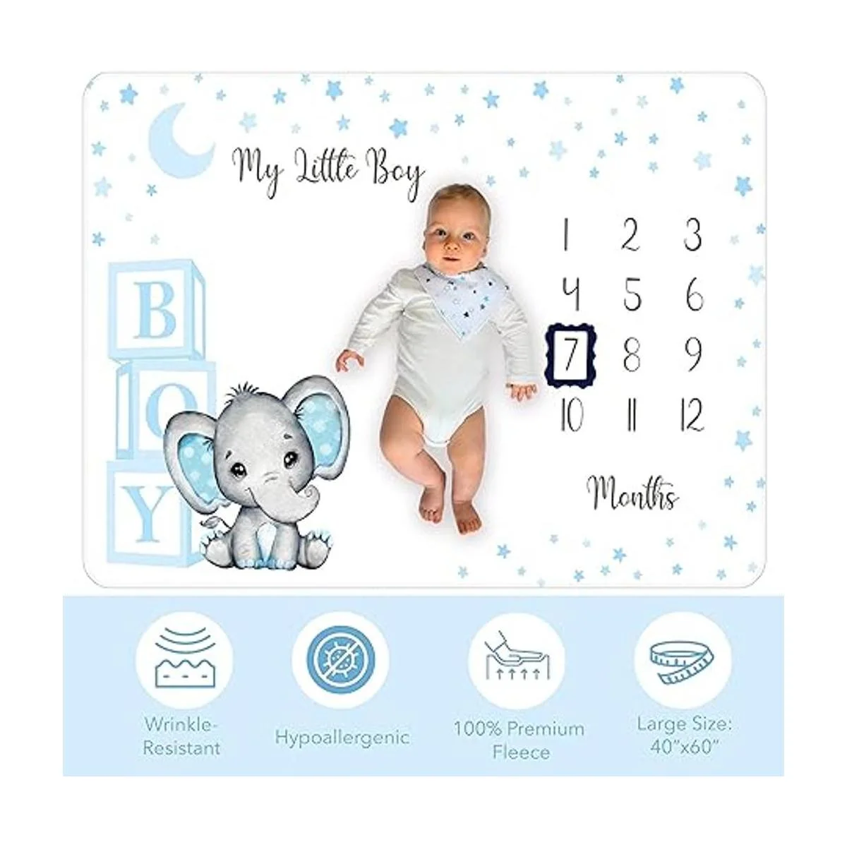 Manta mensual de hito para bebé niño manta de forro polar