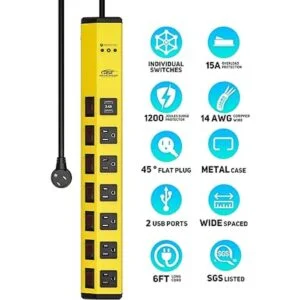 CRST Regleta de alimentación resistente de 6 tomas con_2