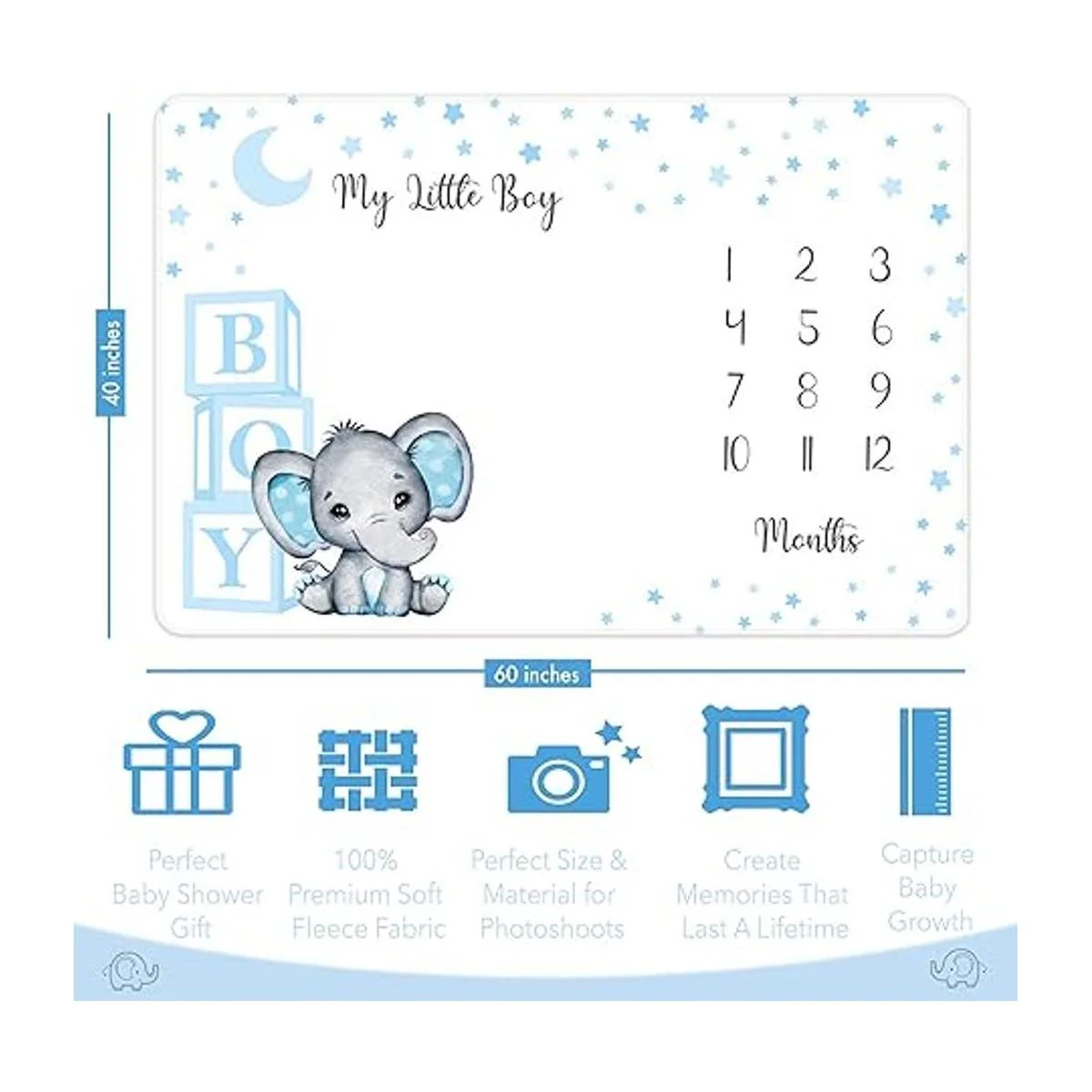 Manta mensual de hito para bebé niño manta de forro polar