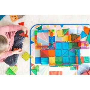 MagnaTiles Contenedor de almacenamiento y tapete de juego_4