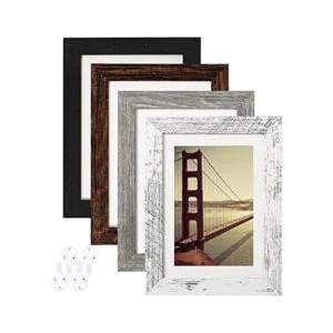 BAIJIALI 4 portarretratos de 5 x 7 de madera desgastada y_1