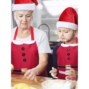 Delantal de Papá Noel de Navidad con bolsillos y sombrero_4