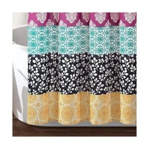 Lush Decor Cortina de ducha a rayas bohemias 72 x 72_3
