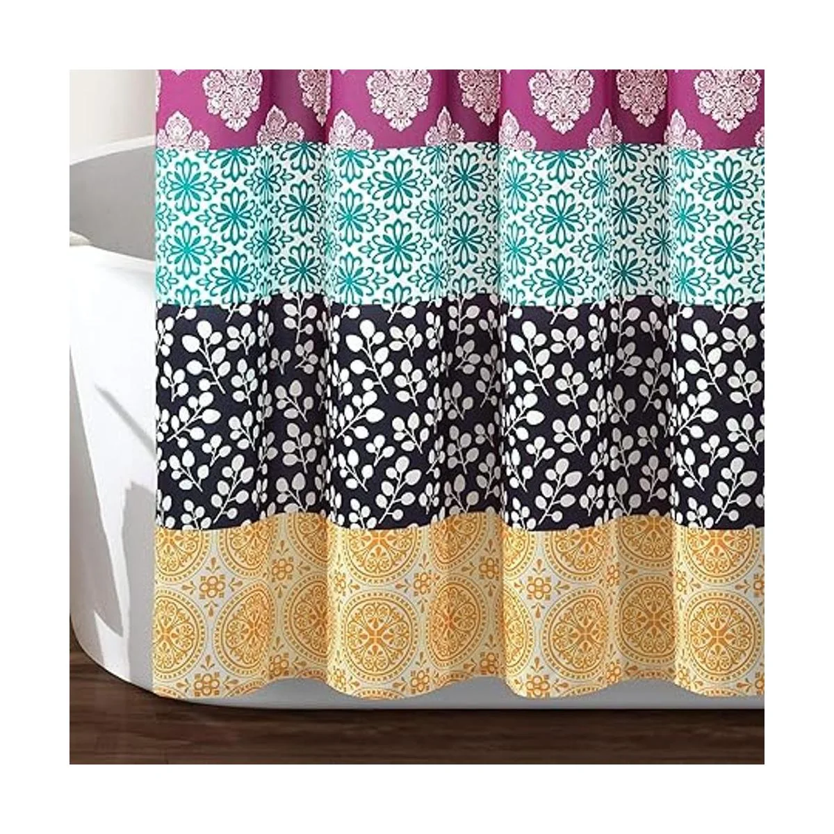 Lush Decor Cortina de ducha a rayas bohemias 72 x 72_3