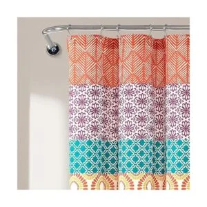 Lush Decor Cortina de ducha a rayas bohemias 72 x 72_4