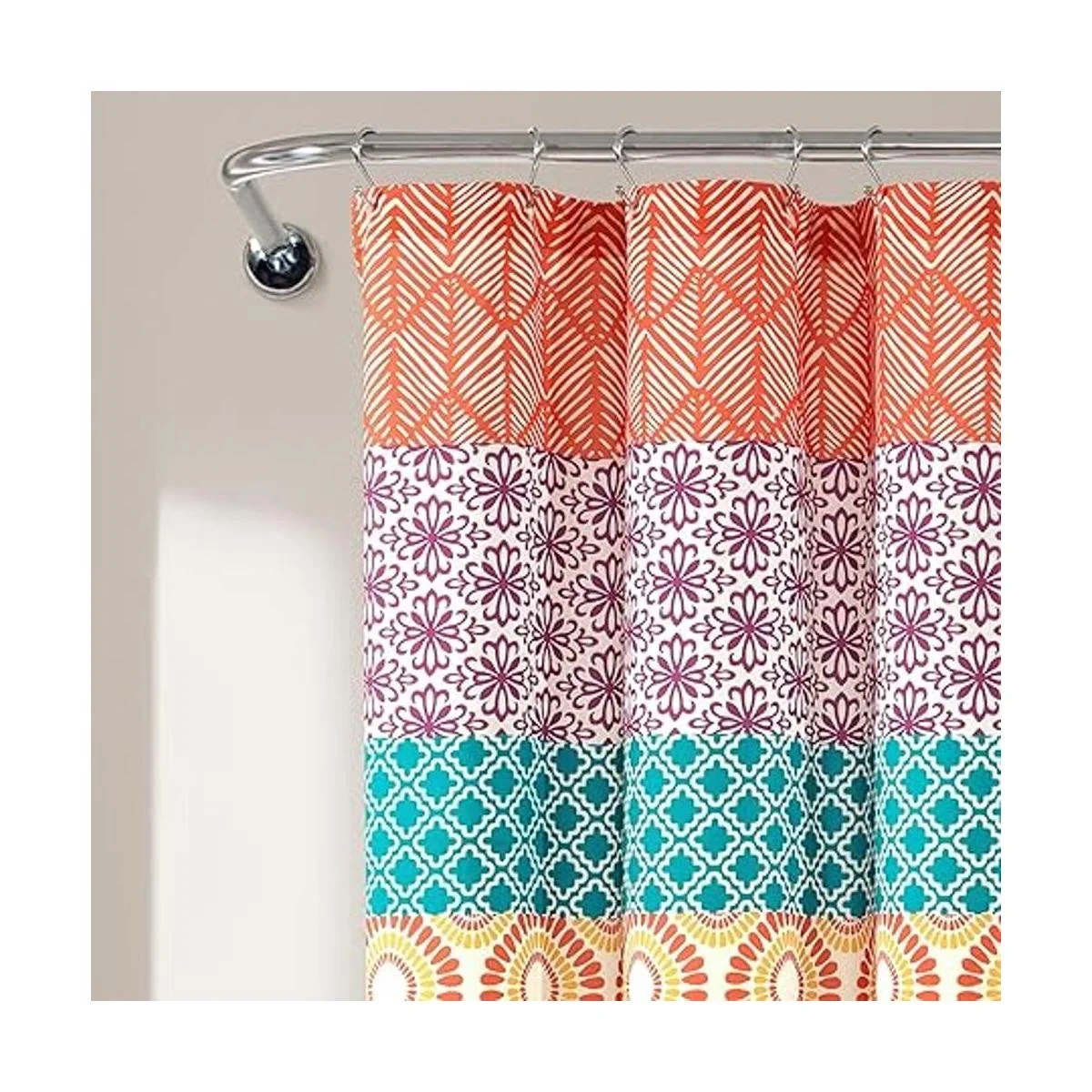 Lush Decor Cortina de ducha a rayas bohemias 72 x 72_4
