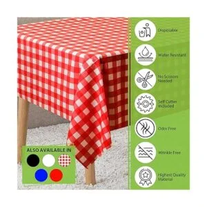 Amatra Mantel desechable de plástico a cuadros rojos 54_2