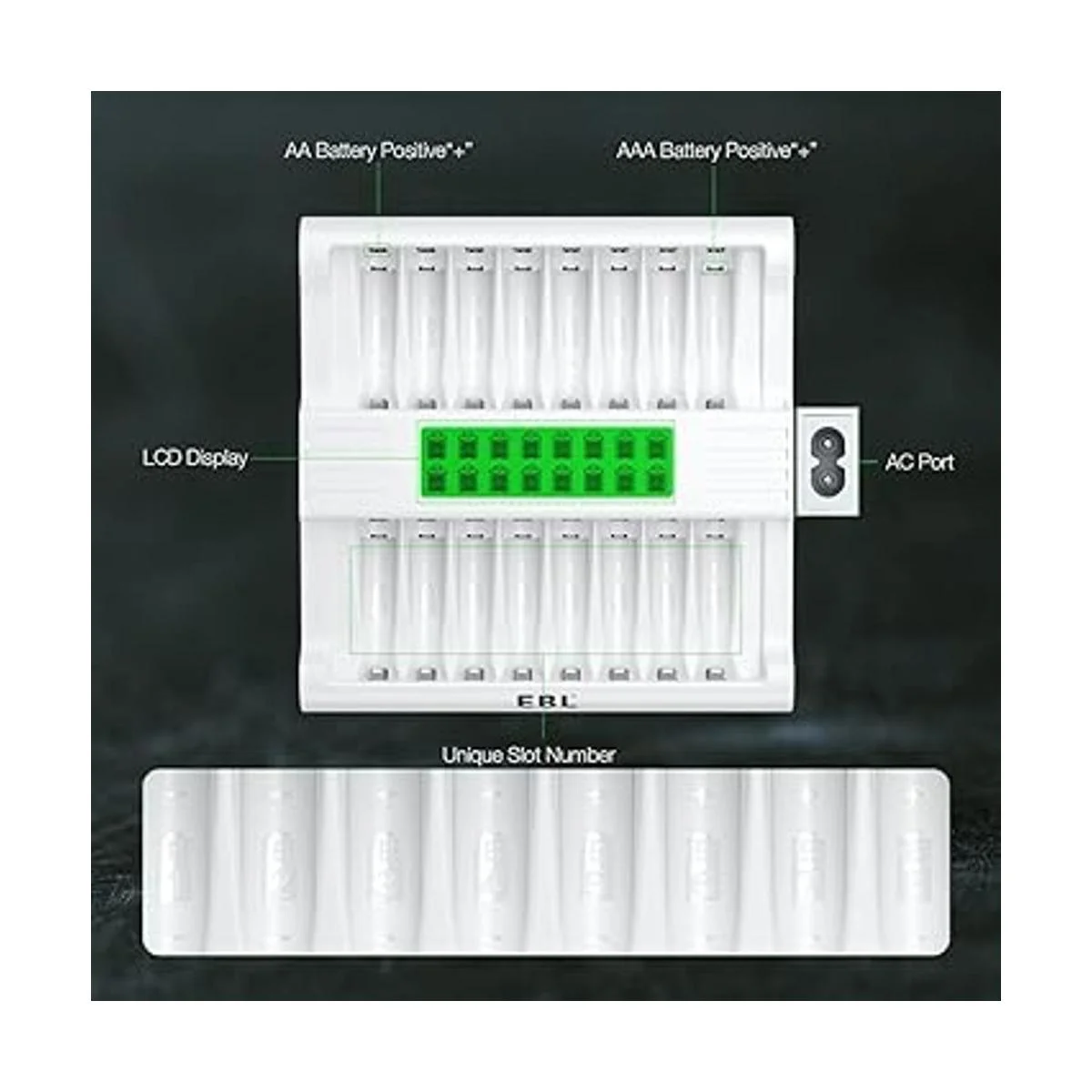 EBL Cargador de batería recargable de 16 bahías cargador_6