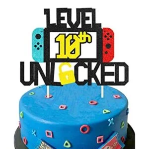 KAPOKKU Nivel 10th Cake Topper para videojuegos temáticos