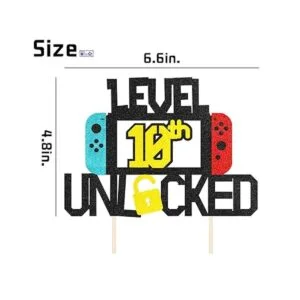KAPOKKU Nivel 10th Cake Topper para videojuegos temáticos