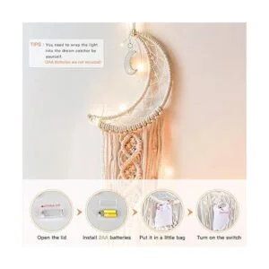 Atrapasueños LED Yimerlen Atrapasueños con diseño de luna