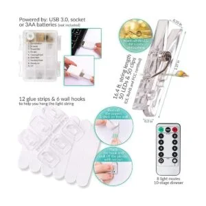 Guirnalda de luces LED 16.4 pies con 50 clips_5