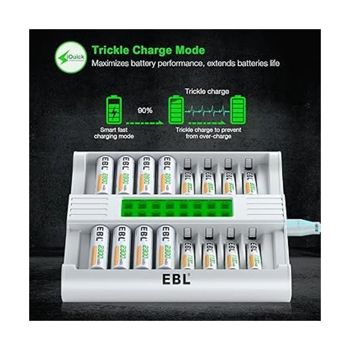 EBL Cargador de batería recargable de 16 bahías cargador_5