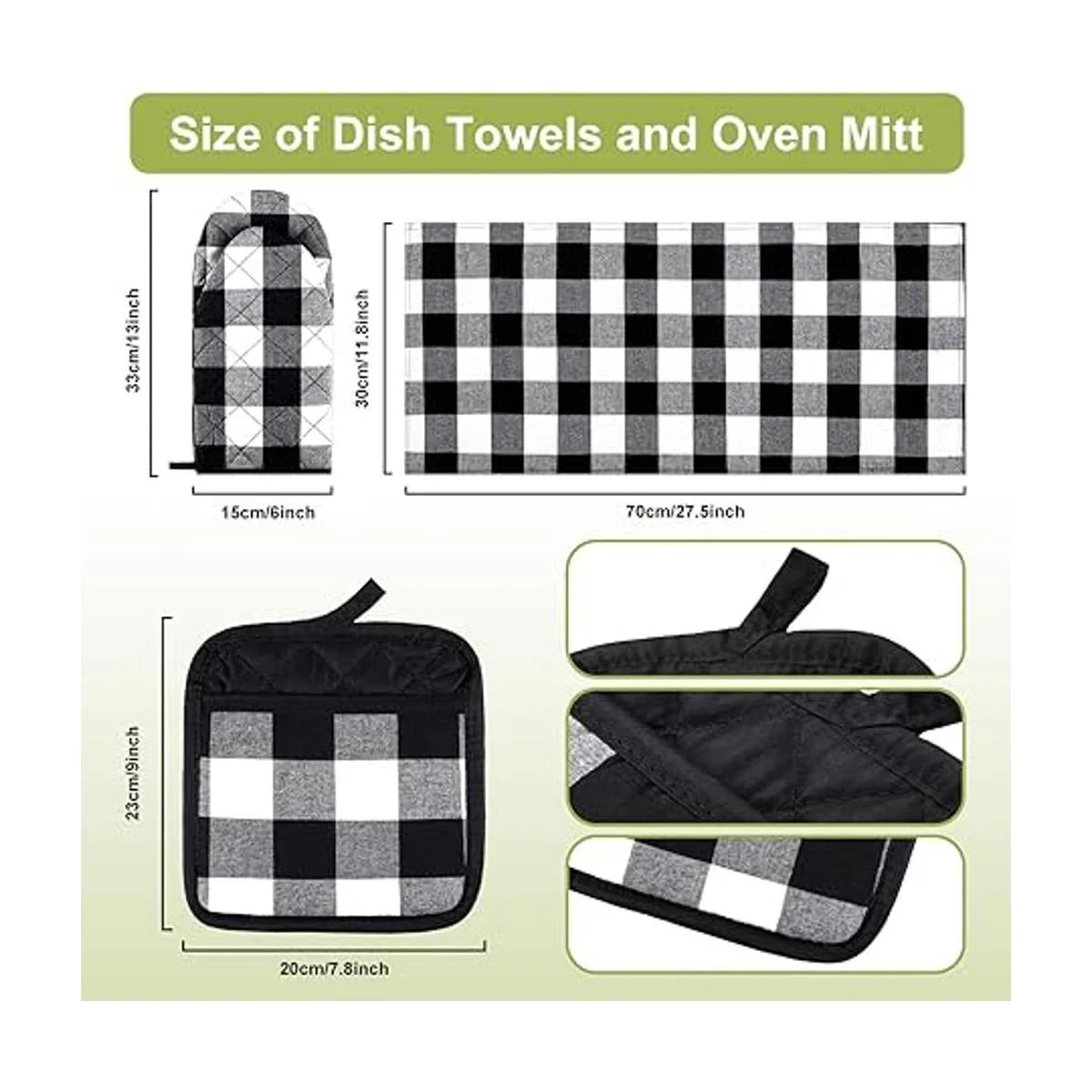 Juego de 7 toallas de cocina a cuadros de búfalo juego de_2