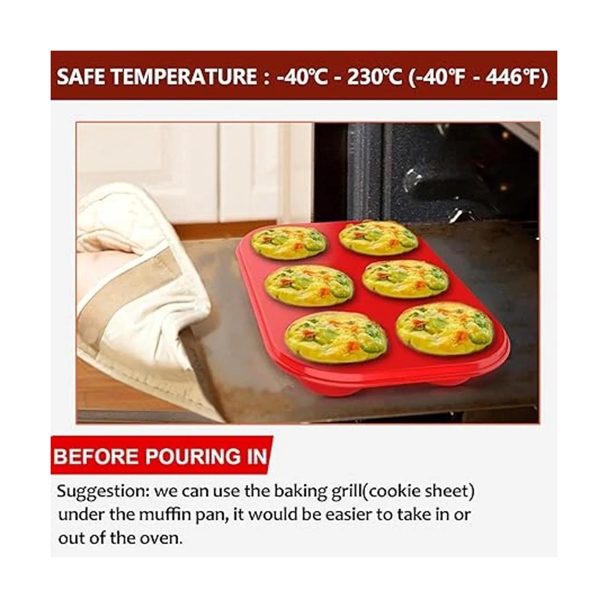 Molde de silicona para magdalenas de 6 tazas bandeja