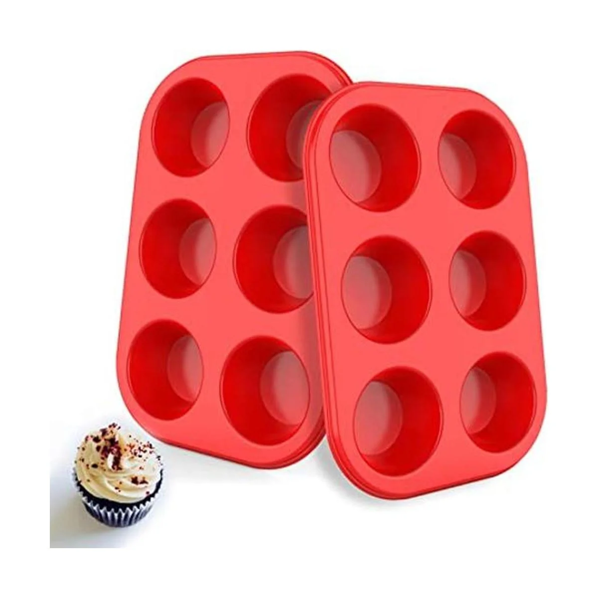 Molde de silicona para magdalenas de 6 tazas bandeja